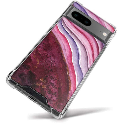 Plum Watercolor Geode Google Pixel 8a Clear Case